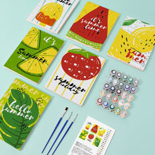 Cargar imagen en el visor de la galería, Mini Pintar por números 15x20cm (6 piezas) - Ilustraciones de Frutas de Verano