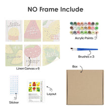 Cargar imagen en el visor de la galería, Mini Pintar por números 15x20cm (6 piezas) - Ilustraciones de Frutas de Verano
