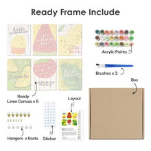 Cargar imagen en el visor de la galería, Mini Pintar por números 15x20cm (6 piezas) - Ilustraciones de Frutas de Verano