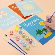 Cargar imagen en el visor de la galería, Mini Pintar por números 15x20cm (6 piezas) - Carteles de Vacaciones de Verano
