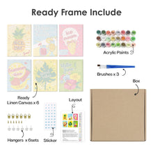 Cargar imagen en el visor de la galería, Mini Pintar por números 15x20cm (6 piezas) - Buenas Vibras Verano