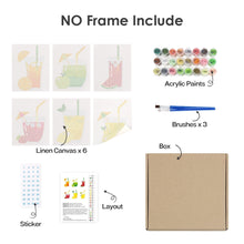 Cargar imagen en el visor de la galería, Mini Pintar por números 15x20cm (6 piezas) - Bebidas de Frutas