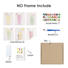 Cargar imagen en el visor de la galería, Mini Pintar por números 15x20cm (6 piezas) - Bebidas de Frutas con Gas