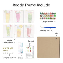 Cargar imagen en el visor de la galería, Mini Pintar por números 15x20cm (6 piezas) - Bebidas de Frutas con Gas