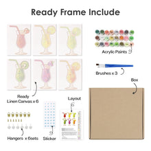 Cargar imagen en el visor de la galería, Mini Pintar por números 15x20cm (6 piezas) - Cócteles de Frutas