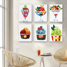 Cargar imagen en el visor de la galería, Mini Pintar por números 15x20cm (6 piezas) - Copas de Helado Sundae