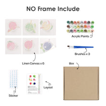 Cargar imagen en el visor de la galería, Mini Pintar por números 15x15cm (6 piezas) - Bebidas Refrescantes Coloridas
