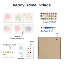 Cargar imagen en el visor de la galería, Mini Pintar por números 15x15cm (6 piezas) - Bebidas Refrescantes Coloridas