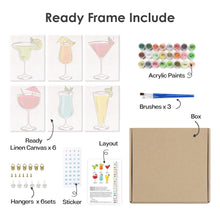 Cargar imagen en el visor de la galería, Mini Pintar por números 15x20cm (6 piezas) - Cócteles Clásicos