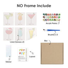 Cargar imagen en el visor de la galería, Mini Pintar por números 15x20cm (6 piezas) - Cócteles Clásicos