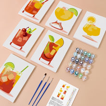 Cargar imagen en el visor de la galería, Mini Pintar por números 15x20cm (6 piezas) - Cócteles Tropicales