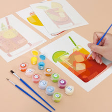Cargar imagen en el visor de la galería, Mini Pintar por números 15x20cm (6 piezas) - Cócteles Tropicales
