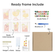 Cargar imagen en el visor de la galería, Mini Pintar por números 15x20cm (6 piezas) - Cócteles Tropicales