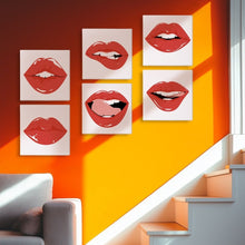 Cargar imagen en el visor de la galería, Mini Pintar por números 15x15cm (6 piezas) - Labios Rojos