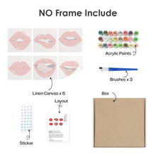 Cargar imagen en el visor de la galería, Mini Pintar por números 15x15cm (6 piezas) - Labios Rojos