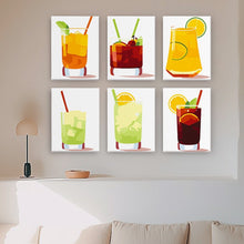 Cargar imagen en el visor de la galería, Mini Pintar por números 15x20cm (6 piezas) - Cócteles de Verano Vibrantes