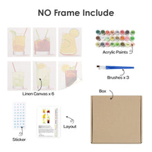 Cargar imagen en el visor de la galería, Mini Pintar por números 15x20cm (6 piezas) - Cócteles de Verano Vibrantes