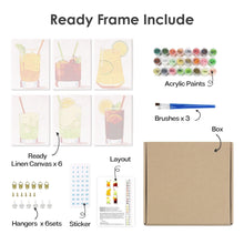 Cargar imagen en el visor de la galería, Mini Pintar por números 15x20cm (6 piezas) - Cócteles de Verano Vibrantes