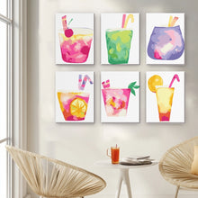 Cargar imagen en el visor de la galería, Mini Pintar por números 15x20cm (6 piezas) - Bebidas Tropicales Coloridas