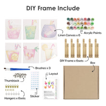 Cargar imagen en el visor de la galería, Mini Pintar por números 15x20cm (6 piezas) - Bebidas Tropicales Coloridas