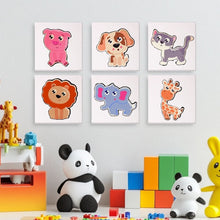 Cargar imagen en el visor de la galería, Mini Pintar por números 15x15cm (6 piezas) - Animales Tiernos