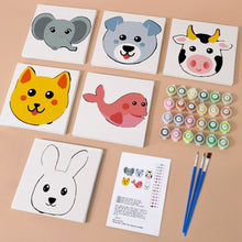 Cargar imagen en el visor de la galería, Mini Pintar por números 15x15cm (6 piezas) - Caras de Animales Tiernos