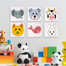 Cargar imagen en el visor de la galería, Mini Pintar por números 15x15cm (6 piezas) - Caras de Animales Tiernos