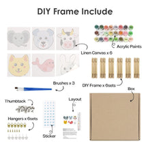Cargar imagen en el visor de la galería, Mini Pintar por números 15x15cm (6 piezas) - Caras de Animales Tiernos