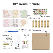 Cargar imagen en el visor de la galería, Mini Pintar por números 15x15cm (6 piezas) - Personajes de Animales Tiernos