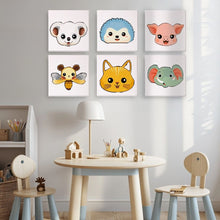 Cargar imagen en el visor de la galería, Mini Pintar por números 15x15cm (6 piezas) - Caras de Animales Tiernos 2