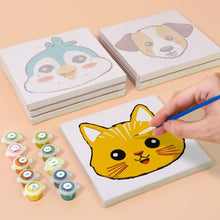 Cargar imagen en el visor de la galería, Mini Pintar por números 15x15cm (6 piezas) - Caras de Animales Tiernos 3