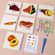 Cargar imagen en el visor de la galería, Mini Pintar por números 15x15cm (6 piezas) - Frutas y Verduras
