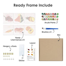 Cargar imagen en el visor de la galería, Mini Pintar por números 15x15cm (6 piezas) - Frutas y Verduras