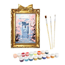 Cargar imagen en el visor de la galería, Mini Pintar por números con marco - Flores junto a la puerta azul Figured'Art