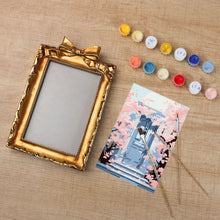 Cargar imagen en el visor de la galería, Mini Pintar por números con marco - Flores junto a la puerta azul