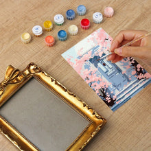 Cargar imagen en el visor de la galería, Mini Pintar por números con marco - Flores junto a la puerta azul