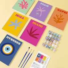 Cargar imagen en el visor de la galería, Mini Pintar por números 15x20cm (6 piezas) - Paraíso Costero: Playa Moderna