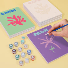 Cargar imagen en el visor de la galería, Mini Pintar por números 15x20cm (6 piezas) - Paraíso Costero: Playa Moderna