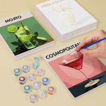 Cargar imagen en el visor de la galería, Mini Pintar por números 15x20cm (6 piezas) - Serie Arte Mixología de Bar Moderno 1