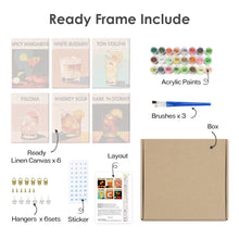 Cargar imagen en el visor de la galería, Mini Pintar por números 15x20cm (6 piezas) - Serie Arte Mixología de Bar Moderno 2