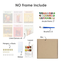 Cargar imagen en el visor de la galería, Mini Pintar por números 15x20cm (6 piezas) - Serie Arte Mixología de Bar Moderno 3