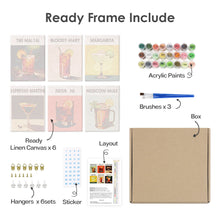 Cargar imagen en el visor de la galería, Mini Pintar por números 15x20cm (6 piezas) - Serie Arte Mixología de Bar Moderno 3