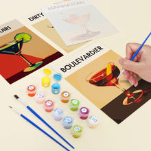 Cargar imagen en el visor de la galería, Mini Pintar por números 15x20cm (6 piezas) - Serie Arte Mixología de Bar Moderno 5