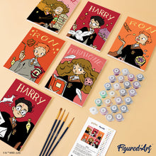 Cargar imagen en el visor de la galería, Mini Pintar por números 15x20cm (6 piezas) - Harry Potter - Academia de Magia