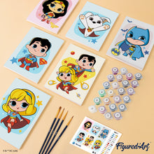 Cargar imagen en el visor de la galería, Mini Serie Pintar por números 15x20cm (6 piezas) - Pequeños Superhéroes DC