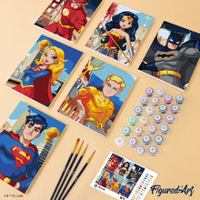 Cargar imagen en el visor de la galería, Mini Serie Pintar por números 15x20cm (6 piezas) - Los Héroes de la Justice League