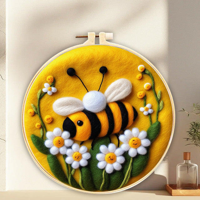 Kit de needle felting - Abeja en las flores