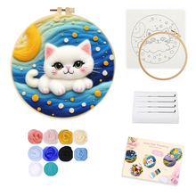 Cargar imagen en el visor de la galería, Kit de needle felting - Gato en un mar de estrellas