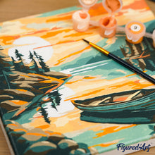 Cargar imagen en el visor de la galería, Mini Pintura por Números 20x20cm con bastidor Flamencos Tropicales