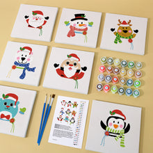 Cargar imagen en el visor de la galería, Mini Pintar por números 15x15cm (9 piezas) - Personajes Lindos de Navidad